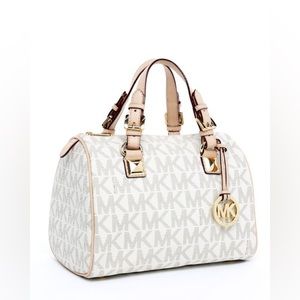 Michael Kors Medium Chain GRAYSON Satchel Bag White 🤍